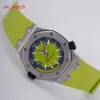 Relógio de pulso Celebrity AP Epic Royal Oak Offshore 15710ST Relógio esportivo masculino de precisão em aço fluorescente verde automático mecânico suíço conjunto completo de luxo