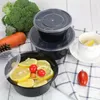 Sacos de armazenamento Lancheira descartável Preto Engrossado Embalagem de alimentos Aquecível Plástico Takeout Preservação de Salada de Frutas