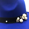 Bérets chapeau laine Fedora Hawkins feutre casquette à large bord dames Trilby Chapeu Feminino femmes perles Jazz parrain Sombrero casquettes