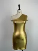 one Shoulder Sleevel Sexy Bodyc Birthday Party Dr for Women 2023 Summer Metallic Shiny Night Clubwear Mini Pencil Dr e9us#