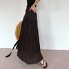 Spódnice Komiyama High Elstic talia plisowana spódnica vintage wygodna jesień 2024 Women Faldas Mujer Ruched Jupe Femme
