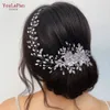 Youlapan Alloy FR Wedding Headband med Comb Elegant Pearls Brud Huvudstycke Girls Woman Headwear Bridal Hair Jewelry HP511 I2WH#