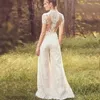 Urban Sexy sukienki Elegancki kombinezon ślub dla kobiet 2024 Aplikacja koronkowa Krótkie rękawe O Neck Vestidos de novia Illusion Back Bridal suknie YQ240329