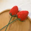 Decorative Flowers 1PC Artificial Strawberries Knitted Bouquet Imitation Fruit Braided Strawberry For Wedding Party Decor Handmade
