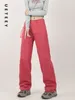 Jeans da donna UETEEY Rosa Pantaloni larghi a vita alta a gamba larga Pantaloni casual Y2k Moda 2024 Fidanzato Denim allentato dritto