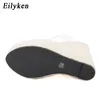 Eilyken Summer PVC Transparent Peep Toe Cane Straw Weave Slippers Platform Wedges Sandals Women Fashion High Heels Female Shoes 240329