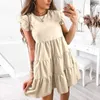 Party Dresses 2024 Summer Polka Dot Women Dress Casual Short Butterfly Sleeve A-Line Sundress Sexy V-Neck Ruffle Beach Vestidos