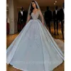 Luksusowy seksowny bling v dekolt Dubai Arabian Ball Suknia ślub Dr Plus Size Sweetheart Backl Swee Train Bridal Dr D2f7#