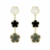 Stud Earrings High-Quality Natural Gem 925 Silver Four-Leaf Flower / Five-Leaf High End Exquisite For Women And Ear Clips