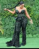 Glitter Hunter Green Sequins Jumpsuits Prom Dres Sheer Secion Cear Cequine African African Women Formal Evening Suknie Vestidos de l6cr#