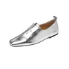 Casual Schoenen 2024 Lente Split Leer Vrouwen Mode Vierkante Neus Slip-On Ondiepe Flats Zoete Loafers Zapatos De Mujer