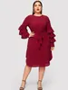 Vêtements pour femmes européens et américains de grande taille Peplum Femme Blouse Lg-manches perlées en vrac Top à lacets Grandes chemises tuniques l3kx #