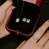 Cluster Rings Karachi Japanese and Korean Light Luxury S925 Sterling Silver Ring Eargail Necklace Female Rectangle Style Set