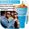 Teaware Sets 2In1 Snack Bowl Drink Cup With Straw Stadium Tumbler Water Bottle Splash Proof Leakproof Portable Adults Kids Cinema Trip