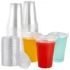 Disposable Cups Straws Clear Plastic With Slotted Lids Parfait For Ice Cream Coffee Drinks Fruit Party