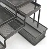 Organizador expansível de rack de especiarias para armazenamento de cozinha para tempero de prateleira de 3 camadas de armário