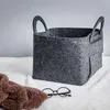 2024 Gray Collapsible Felt ClothesStorage Basket Thickened Felt Storage Bins Magazine Organizer With Handles Home Office Organization for