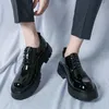 Мужские модельные туфли дерби из искусственной кожи, однотонные, с круглой головкой, на шнуровке, на толстой подошве, противоскользящие, классические, деловые, деловые