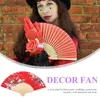 Decorative Figurines Folding Hand Fan Silk Chinese Wooden Handheld Vintage Dancing Traditional Japanese Wedding Home Wall Decor