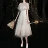 Sparkling Champagne Prom Wedding Party Dr z ramion A-line elegancka szczupła wieczorna druhna Dres vestido de festa w0ta#