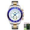 Montres-bracelets Montres automatiques pour hommes Mécanique Auto Wind Acier inoxydable Casual Gold Blue Master Business Reloj Hombre Luxe