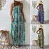 Robes décontractées Femmes Robe de vacances Style Bohème Maxi Femme pour Beach Resort Wear Col V Imprimé Lâche