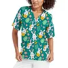 2024 Scrub Tops Giorno di Pasqua Donna Scollo a V Bunny Egg PrintTop T-shirt da lavoro allattata Camicetta con tasche Uniforme medica 98SZ #