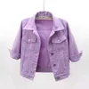 women Denim Jacket Spring Autumn Short Coat Pink Jean Jackets Casual Tops Purple Yellow Purple Blue Loose Tops Lady Outerwear R7DB#