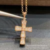 Designer Bulgarie jewelry Baojia Snake Bone Cross Necklace Women 18k Rose Gold Couples Full Diamond Collar Chain Factory Live