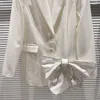 Kadın Suit Moda Rhinestone Edge Parlak Büyük Bow Suit Ceket Kadın Bahar Sonbahar Kore Gevşek Uzun Kollu Beyaz Blazers Kadınlar için