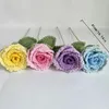 Dekorative Blumen Gradientenfarbe künstliche Rosenblume handgefertigt häkeln gestrickte Strauß Arrangement Home Dekoration Valentinstag Geschenke