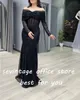 Sevintage Sparkly Black Beading Sequined Mermaid Prom Dres LG ärmar Saudiarabiska kvällsklänningar Formella parti Dr K8K2#