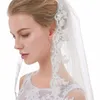 Enskikts spets bröllopslöja Vit bröllopslöja med Comb Bridal Tiara kort slöja med Rhinestes Bridal Accores Z2IC#