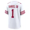 2024 Jersey SF Deebo Samuel Sr 1 Team Jerseys Vermelho Preto Branco e Reminiscência Cor Costura Tamanho Masculino S-XXXL