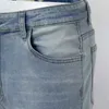 Herr Slim Fit Jeans Fi Classic High midjehål Rippade blyertsbyxa män Skinny Streetwear Blue Jeans denim LG Pant Q6e1#