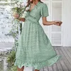 Casual Dresses Msfilia Sexy V-Ausschnitt Blumenkleid Damen Schmetterlingsärmel Hohe Taille Druck für Frauen Sommer Chiffon 2024