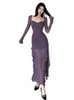 Sylcue Winter Party Queen Purple Fureg Sexy BeautifulCfident Elegant Graceant Women's Clucencent Thin Straight DR 00PR＃