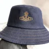 Designer Viviane Viviennes Westwood Hat Cap Japanese Springsummer Saturn broderad fiskare hatt kvinnor sommarresor solskydd och solskade hatt hopfällbart