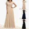 Casual Dresses Lace Stitching Dress Ladies Robe Fashion V Neck Bridesmaid Gown Wedding Formal Maxi Cocktail Party Evening