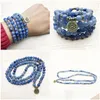 Beaded SN1165 Högkvalitativ design kvinnor mala pärlor armband trendig yogi halsband lotus blå aventurin kvarts droppleverans dhgarden otlj8