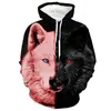 Hoodies للرجال Sweatshirts بالأبيض والأسود طباعة 3d رجال الرجال الموضة نمط حيوان نسائي للروح للسترات الترفيه