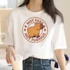 Capybara t-shirt kvinnor trycker sommar vit topp cott t-shirt grafiska tees kvinnor vintage streetwear 90s plus size tshirt kvinnlig t4aq#