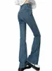 Zoenova Fi Streetwear Jeans elásticos Mujeres Y2k Acampanado Flaco Cintura alta Mamá Jean Suave Casual Ropa femenina LG Pantalones Nuevo b2xj #