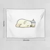 Tapeçarias Pequeno Urso Polar Relaxando com Seu Chá Boba Tapeçaria Decoração de Quarto Decorações de Quarto