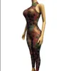 colorato Rhinestes Frs Tuta trasparente Sexy Sleevel Rave Outfit Donna Compleanno Celebrare Gogo Costume XS6098 L1KH #
