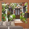 Wandteppiche, Outdoor-Garten-Poster, mediterrane Landschaft, botanische Blumen-Tapisserie, Wohnzimmer, Schlafzimmer, Hintergrund, Wandbehang, Kunst-Dekor