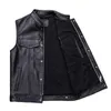 Cuir pour hommes Faux cuir 2023 nouveaux hommes veste en cuir haut ample classique noir sans manches moto manteau taille XXXL hommes affaires décontracté gilet 240330