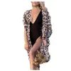 Kvinnors badkläder kvinnors strand slitage bikini er up leopard tryck chiffong kimono long cardigan blus sjal toppar utkläder droppleverans ap dhksq