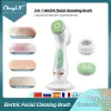 Dispositivos Ckeyin 3 em 1 escova de limpeza facial elétrica silicone rotativa escova de rosto limpeza profunda pele peeling limpador esfoliação 50