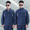 denim Working Clothes Set Welding Uniform Suit Safety Reflective Strip Auto Repair Workshop Dust Proof Labor Working Coveralls u1IU#